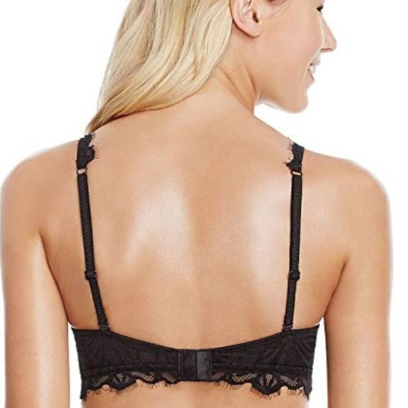 VICTORIA SECRET PINK Black See Through Lace Date Unlined Floral Print Bralette S - Picture 7 of 13